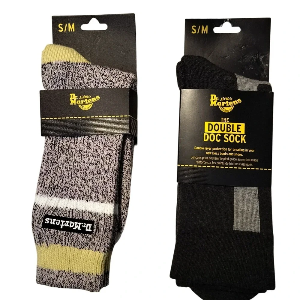 Dr Martens Socks Bundle Double Doc Sock Blk and‎ Marl Sock S/M  2 Pairs